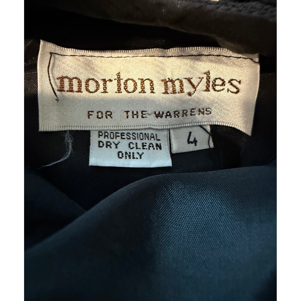 Morton Myles for The Warrens Vintage Black White Pleated Cocktail Dress Size 4 - Picture 3 of 7